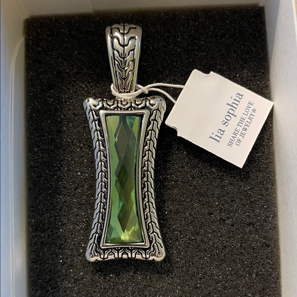 Lia Sophia Silver Necklace with Green Accent